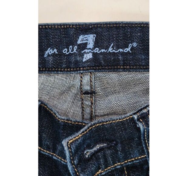 7 For All Mankind DOJO Low-Rise Dark Wash Capri Crop Jeans Sz 27 - Picture 4 of 11